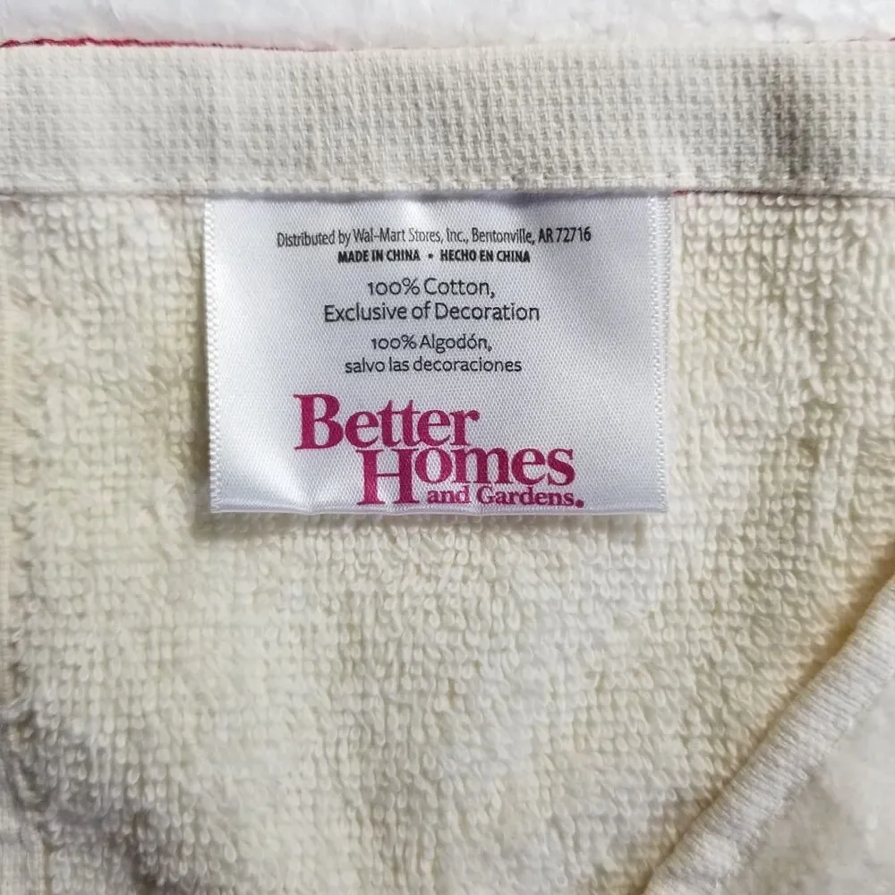 Love Embroidered Hand Towels Set of 2 Beige & Red Floral Accents Better Homes